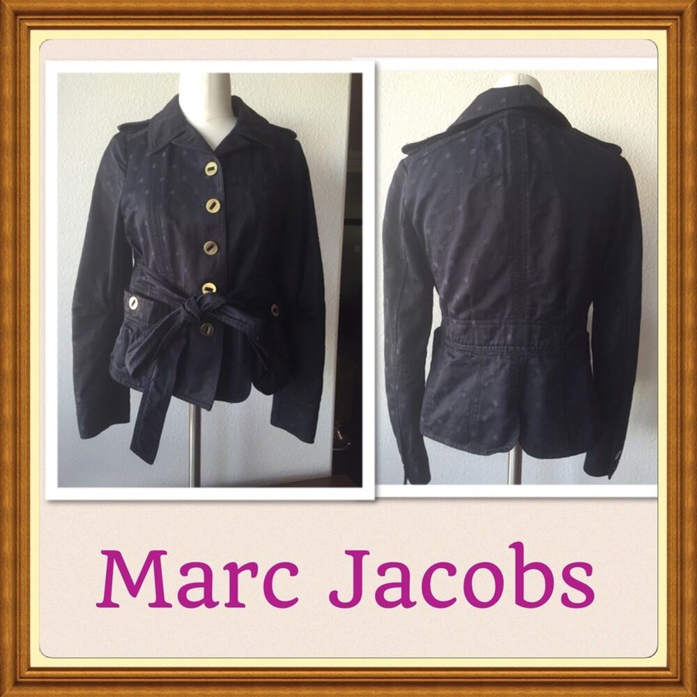 Marc Jacobs polka dot jacket tie waist black Y2K lightweight office size 4